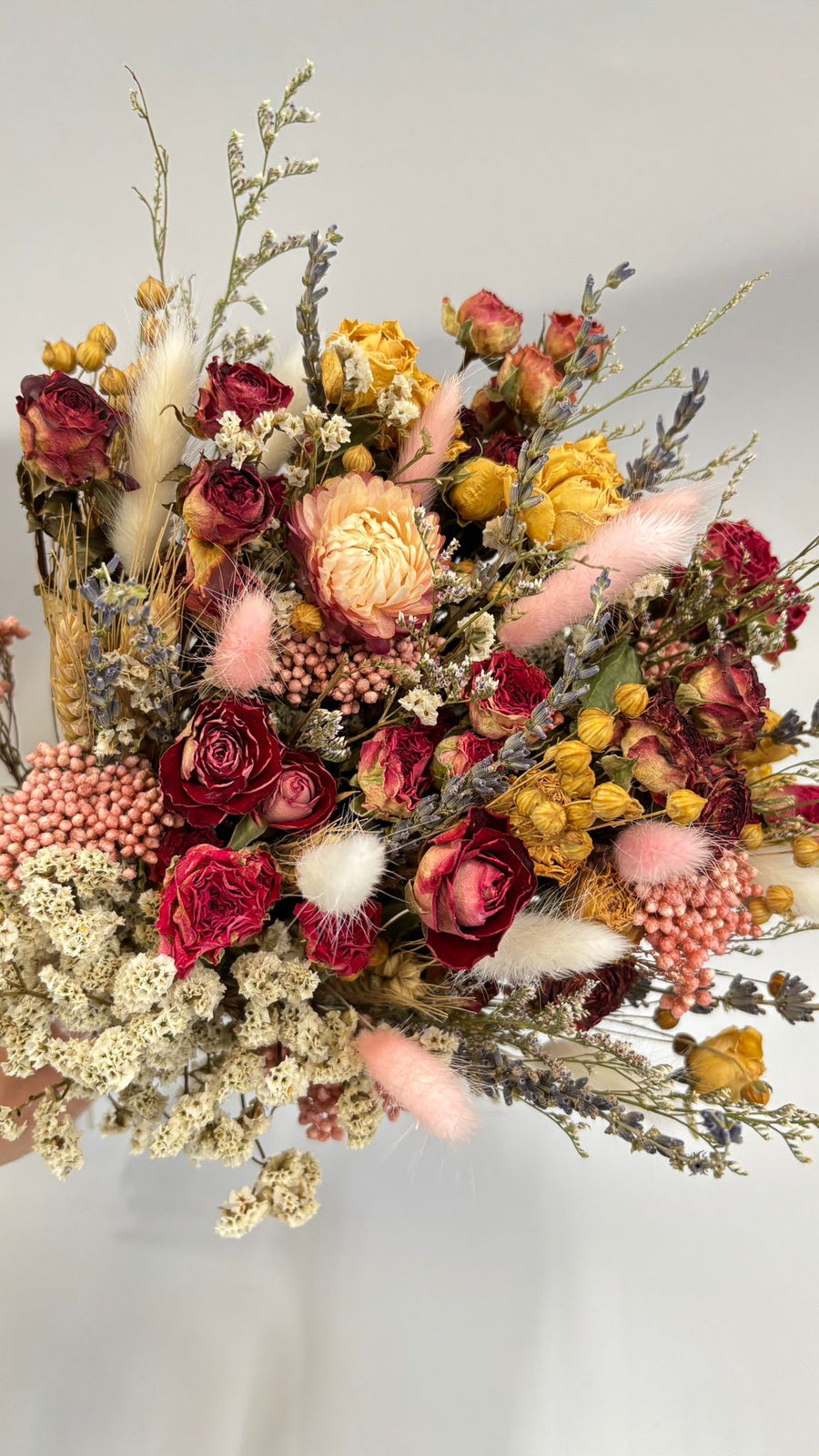 Evermore dried wedding bouquet handcrafted from naturally dried stems by Bouquet Cards
