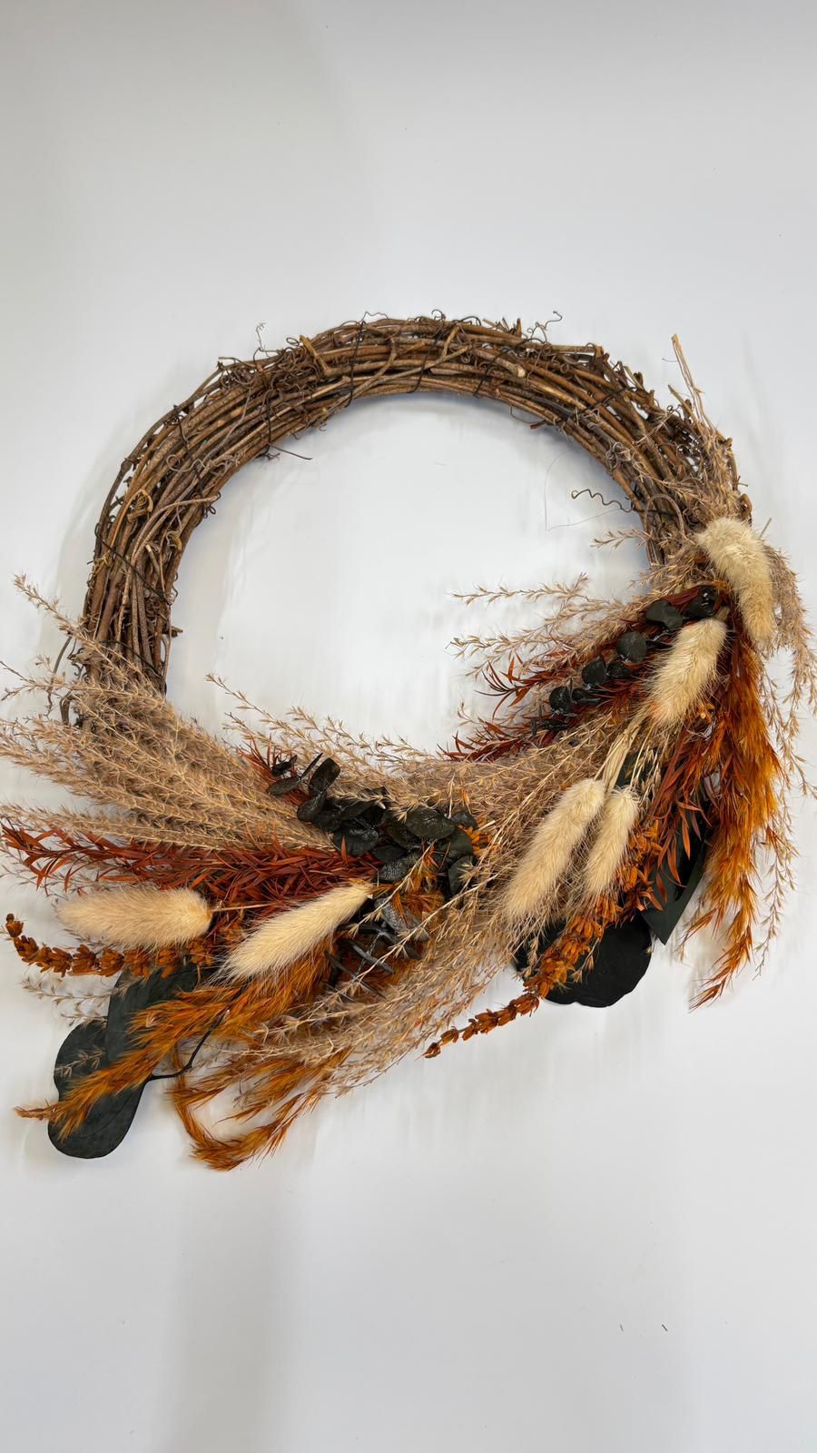 Thornwick dried wreath handcrafted from naturally dried stems by Bouquet Cards
