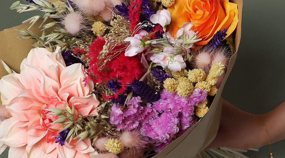 Colourful Dried And Artificial Flower Bouquet Large